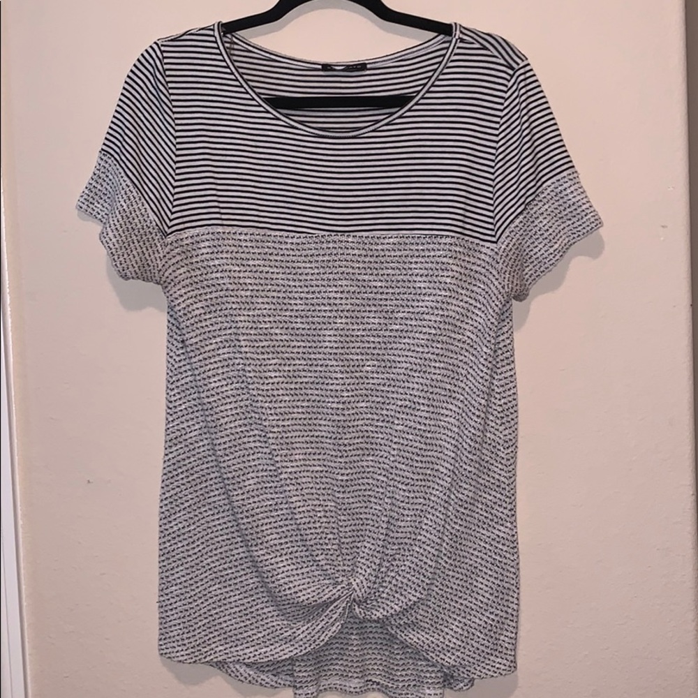 Striped Tie-Up Blouse